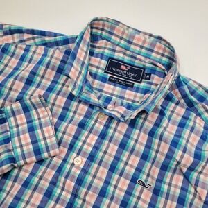 Vineyard Vines Mens Plaid Slim Fit Whale Shirt Button Down Cotton Medium